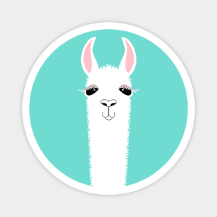 LLAMA ALPACA PORTRAIT ON BLUE Magnet